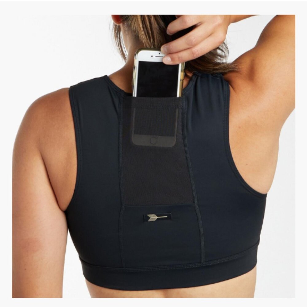 Oiselle Flyout Running Sports Bra - Women’s Size 4, Solid Black